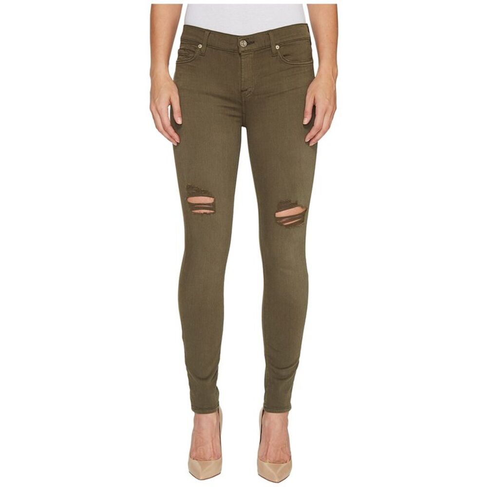 7 For All Mankind Womens Ripped Skinny Fit Jeans